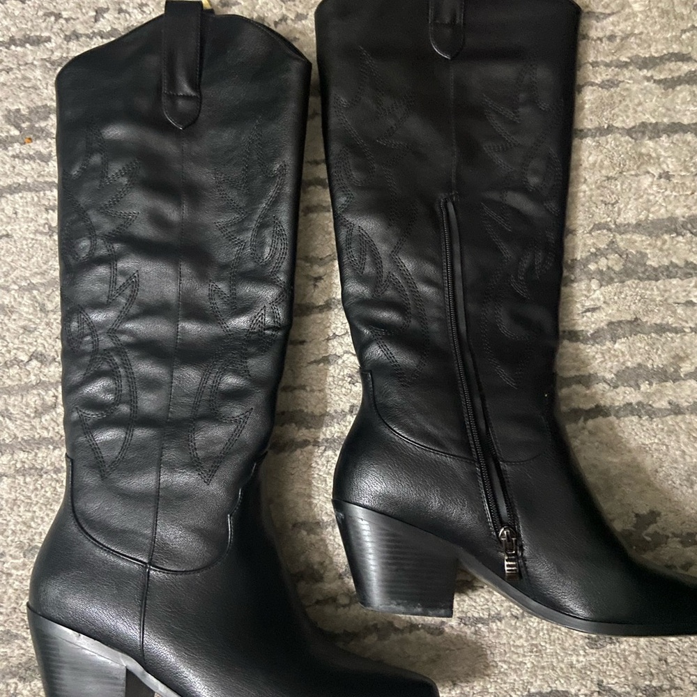 Elegant Black Not-Leather Knee-High Boots